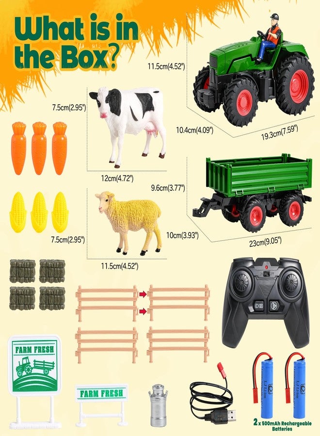 FRUSE Remote Control Tractor Toy,RC Tractor Set & Truck and Trailer,Truck Toys with 2 Rechargeable Batteries,Light,Farm Toys Include Cows,Sheep and Hay Bales,Toys for 3 4 5 6 7 8 Years Old Boys Girl - Image 5